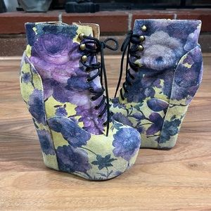 Jeffrey Campbell Floral Damsel Ultra High Platform Shoes Womens 5